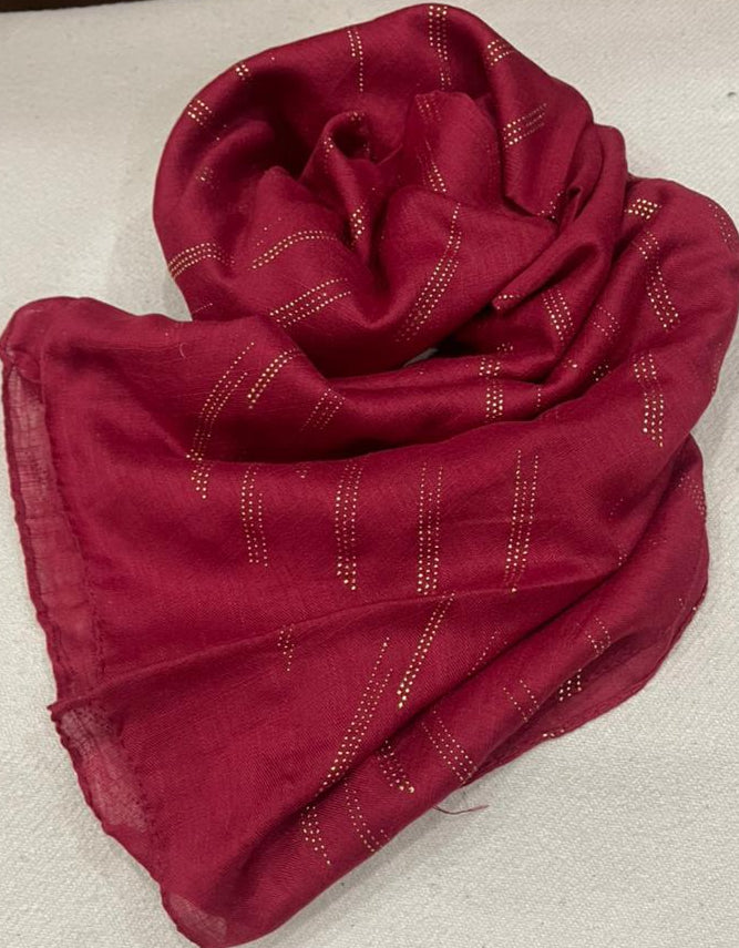 Dapl Dot Lawn Hijab - Size 31" * 72" inch -Blood Red