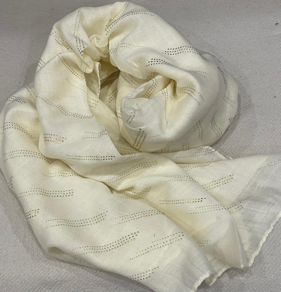 Dapl Dot Lawn Hijab - Size 31" * 72" inch -OFF WHITE