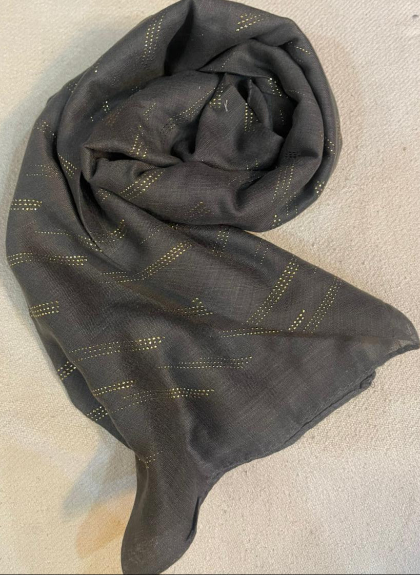 Dapl Dot Lawn Hijab - Size 31" * 72" inch -DARK GRAY