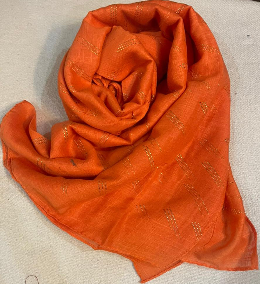 Dapl Dot Lawn Hijab - Size 31" * 72" inch -ORANGE