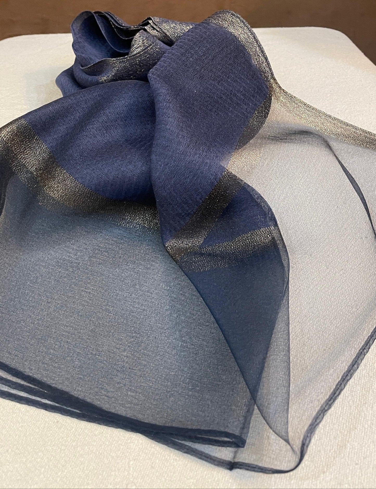 Elegant Lawn-Organza Combination Hijab-Stone Blue