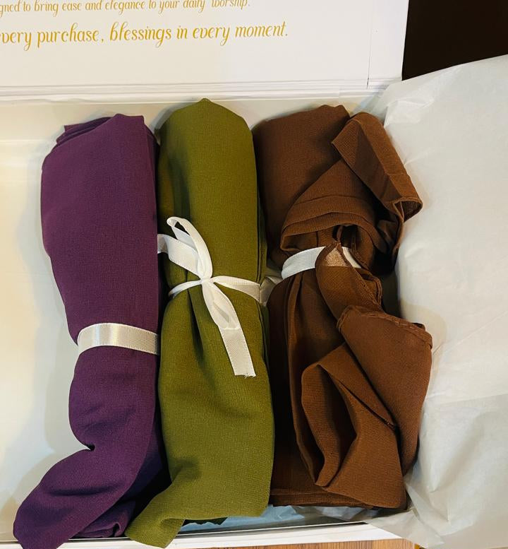 Georgette Hijab Bundle Pack of 3 with 1 Free Tube cap And 10 No snag pins.