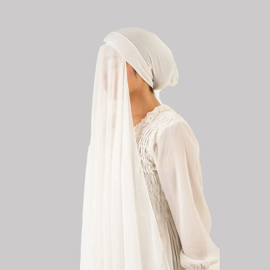 Instant Hijab with attached Inner Cap - White