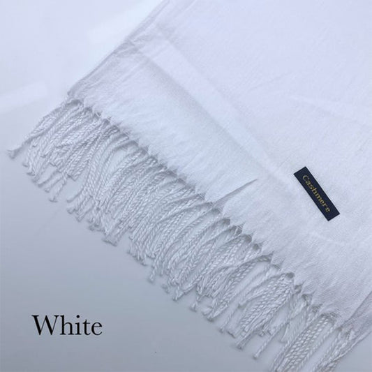 Plain Cashmere Hijab - White