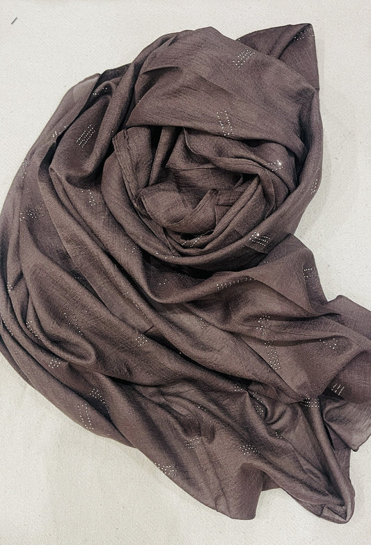 Dapl Dot Lawn Hijab - Taupe Brown