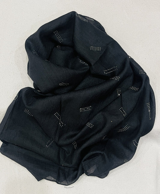 Dapl Dot Silver Stone Lawn Hijab - Charcoal Black