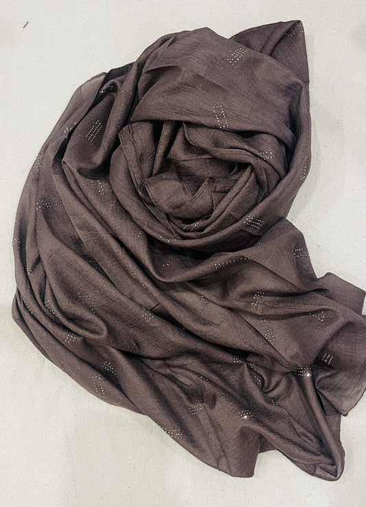 Dapl Dot Silver Stone Lawn Hijab - Dark Mauve