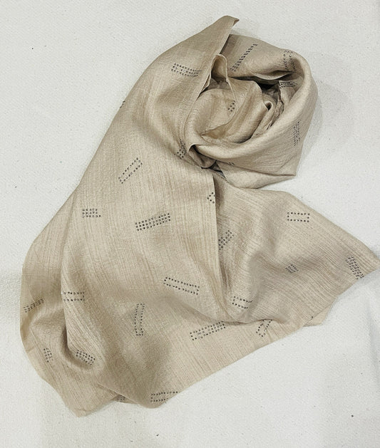 Dapl Dot Silver Stone Lawn Hijab - Light Beige