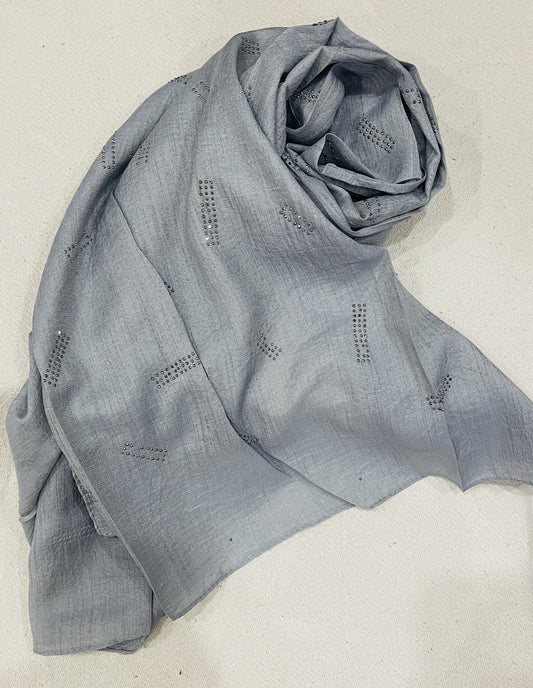 Dapl Dot Silver Stone Lawn Hijab - Light Grey