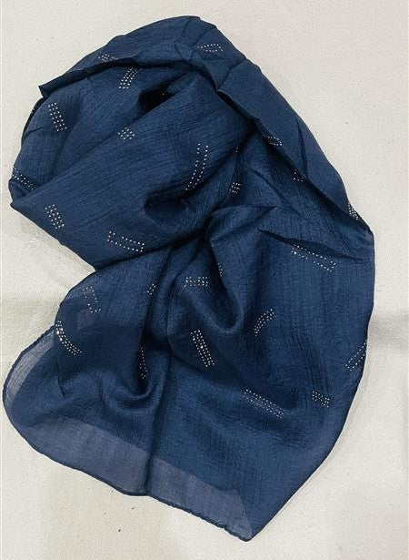 Dapl Dot Silver Stone Lawn Hijab - Navy Blue