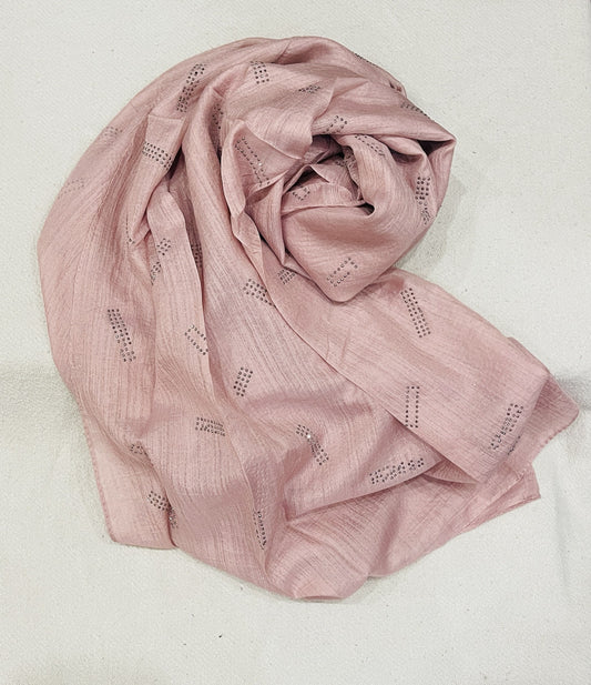 Dapl Dot Silver Stone Lawn Hijab - Dusty Pink