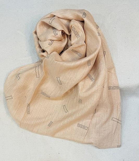 Dapl Dot Silver Stone Lawn Hijab - Soft Sand