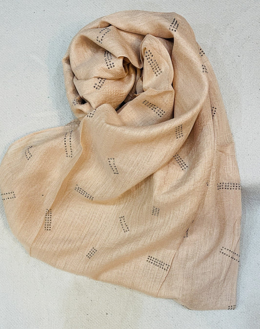 Dapl Dot Silver Stone Lawn Hijab - Beige