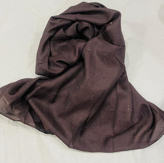 Dapl Dot Stone-Embellished Viscos Lawn Hijab-Brown