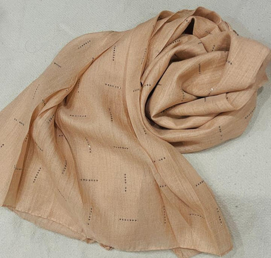 Dapl Dot Silver Stone- Viscos Lawn Hijab-Faded Peach