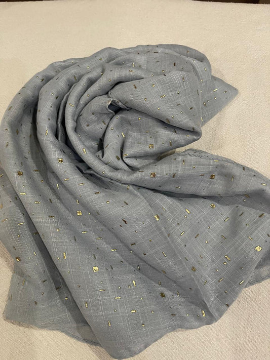 Polka Gold Dots Lawn Cotton Hijab - GRAY