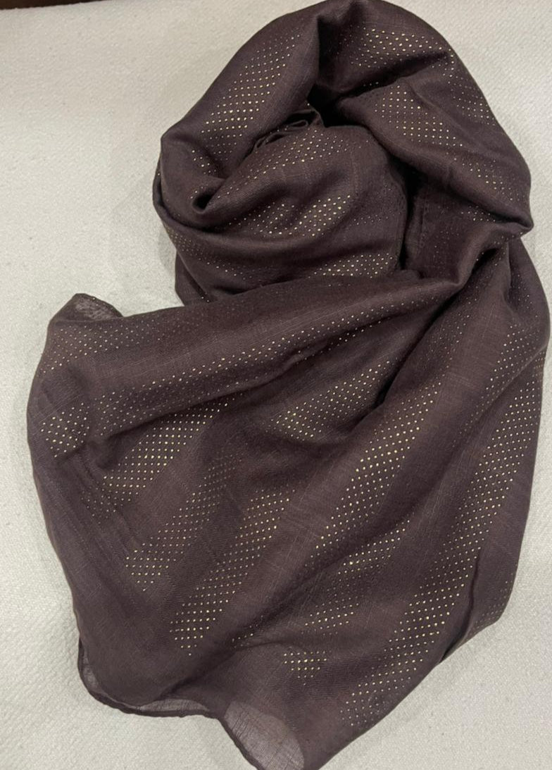 Dapl Dot Lawn Hijab - Size 31" * 72" inch -Brown