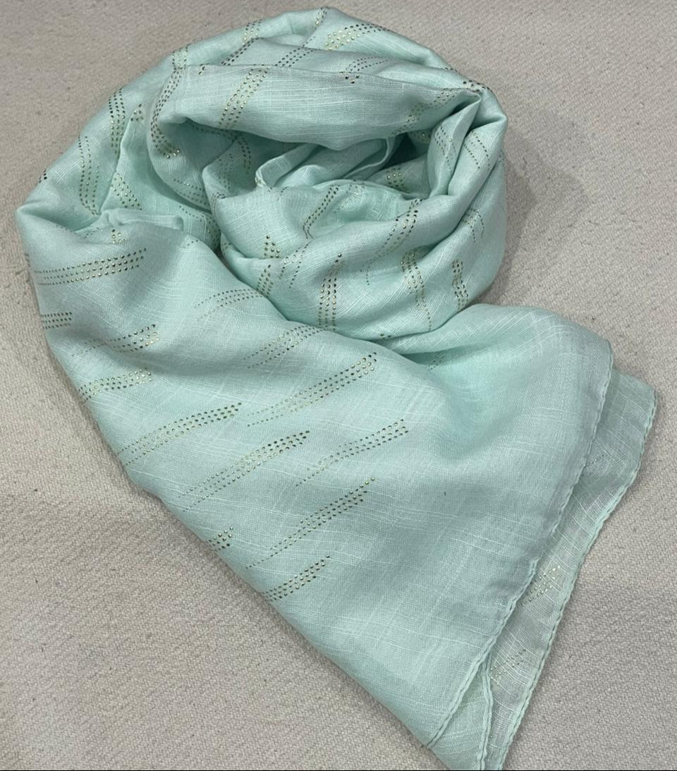 Dapl Dot Lawn Hijab - Size 31" * 72" inch -CYAN