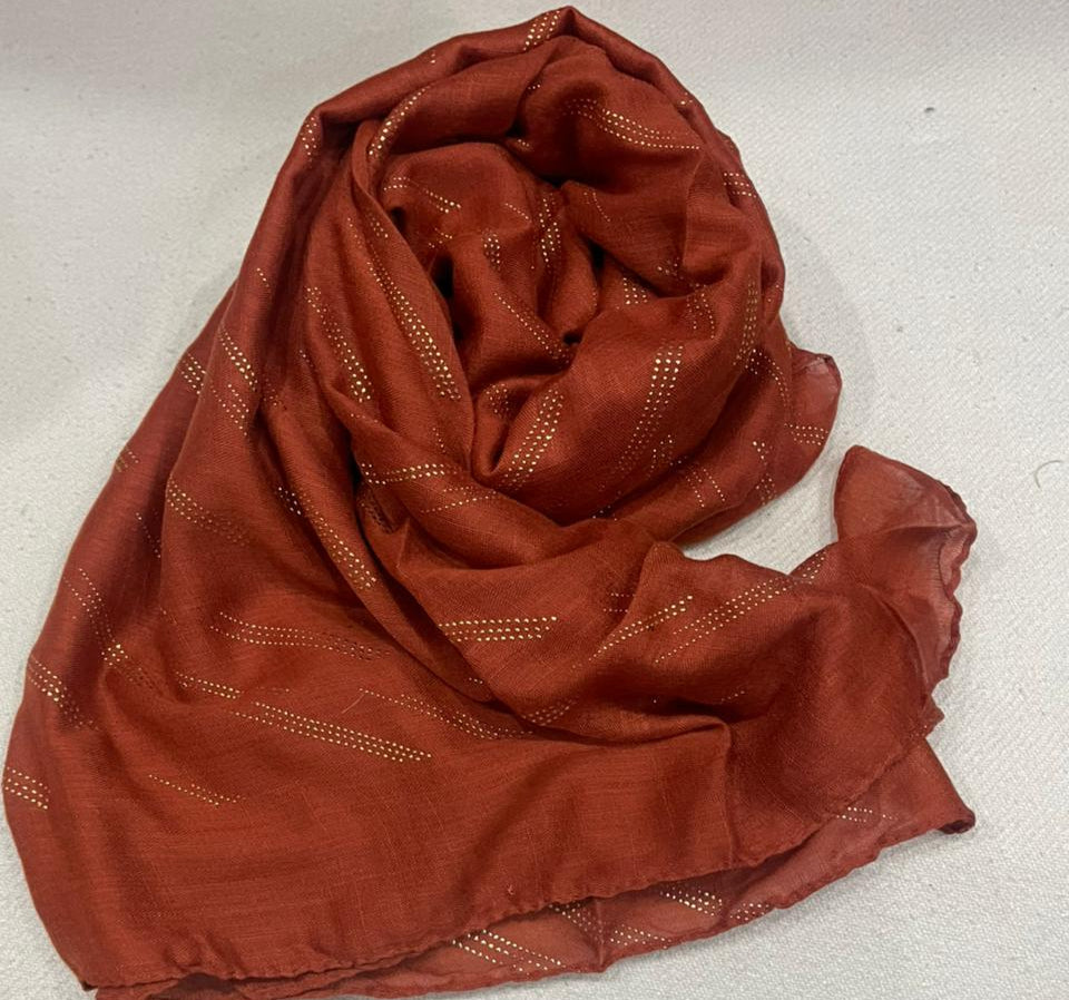 Dapl Dot Lawn Hijab - Size 31" * 72" inch -Dark Orange