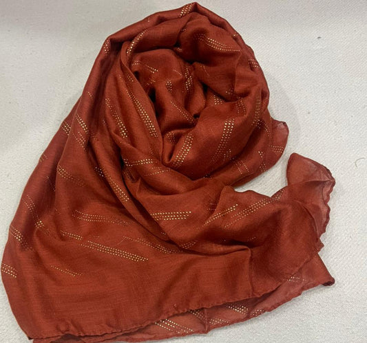 Dapl Dot Lawn Hijab - Size 31" * 72" inch -Dark Orange