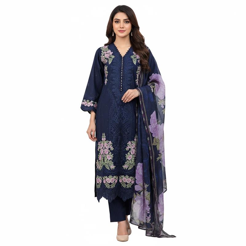 Elegant Embroidered Cotton 3-Piece Ladies Suit – Soft Premium Fabric
