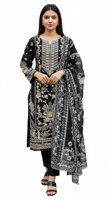 Elegant Embroidered Cotton 3-Piece Ladies Suit – Soft Premium Fabric
