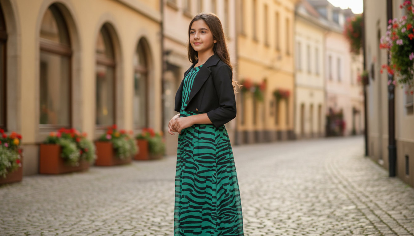 Black line Style Long Frock with Jacket for Women – Cotton Elegant Summer Wear