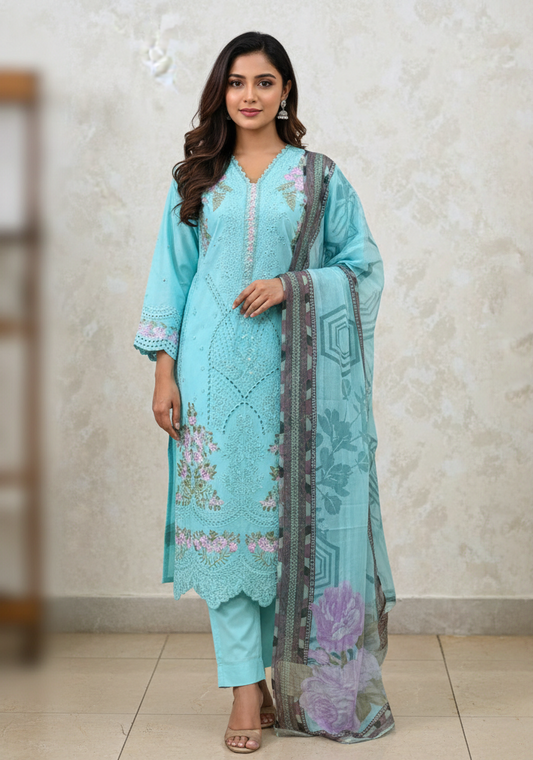 Elegant Embroidered Cotton 3-Piece Ladies Suit – Soft Premium Fabric