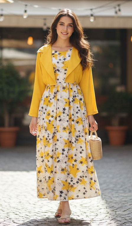 Twinkle style Long Frock with Jacket for Women – Cotton Elegant Summer Wear