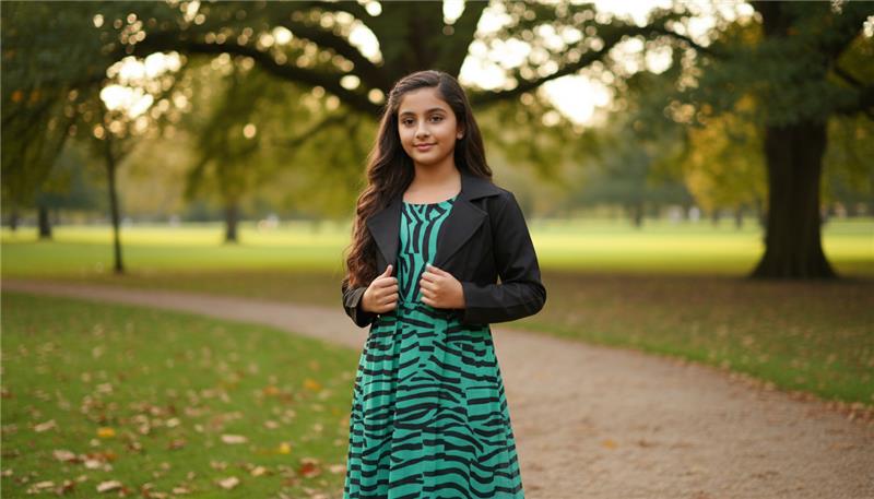 Black line Style Long Frock with Jacket for Women – Cotton Elegant Summer Wear