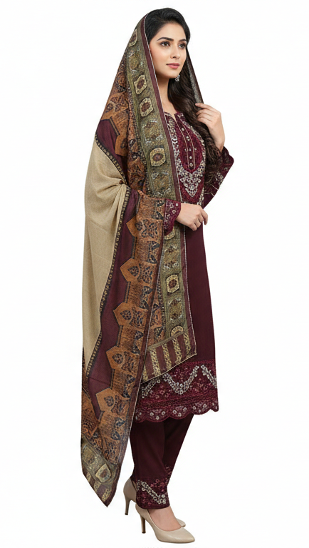 Elegant Embroidered Cotton 3-Piece Ladies Suit – Soft Premium Fabric