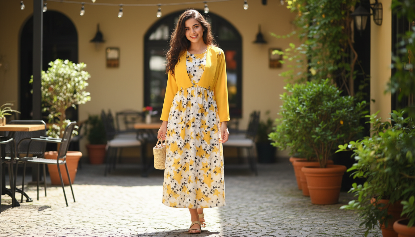 Twinkle style Long Frock with Jacket for Women – Cotton Elegant Summer Wear