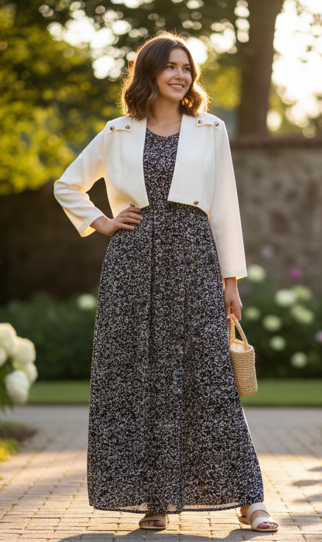 Black Long Frock with Jacket for Women – Cotton Elegant Summer Wear