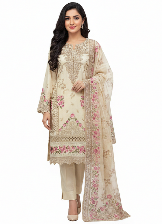 Elegant Embroidered Cotton 3-Piece Ladies Suit – Soft Premium Fabric