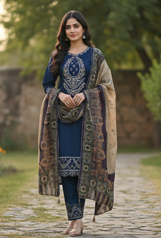 Elegant Embroidered Cotton 3-Piece Ladies Suit – Soft Premium Fabric