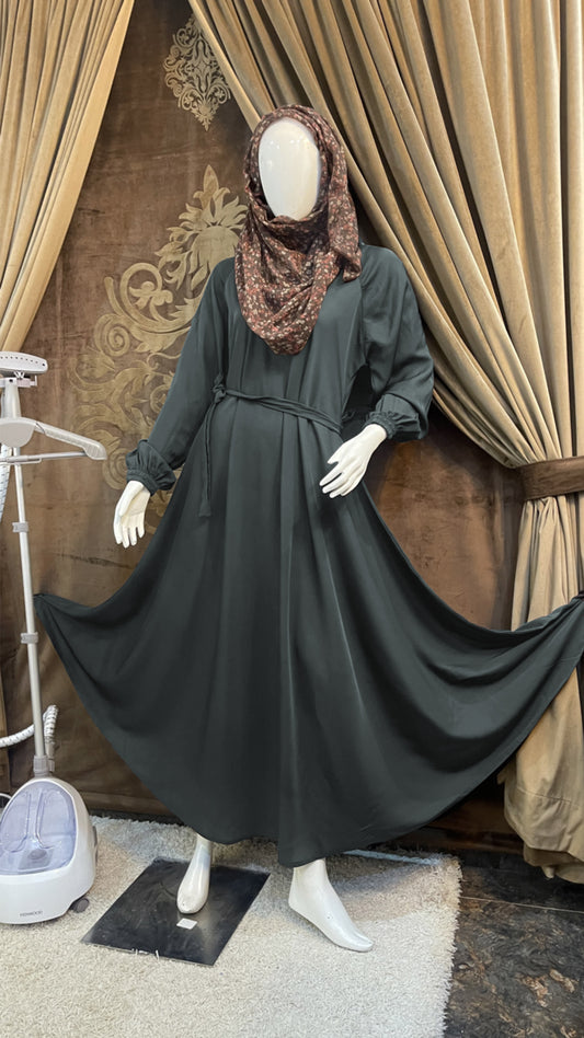 Wide-Cut Abaya - Zinc