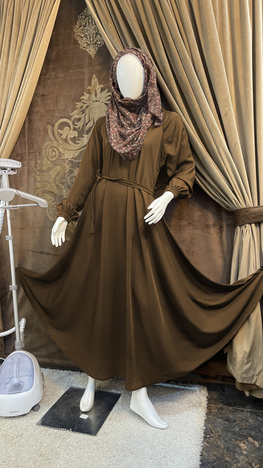 Wide-Cut Abaya - Light Brown