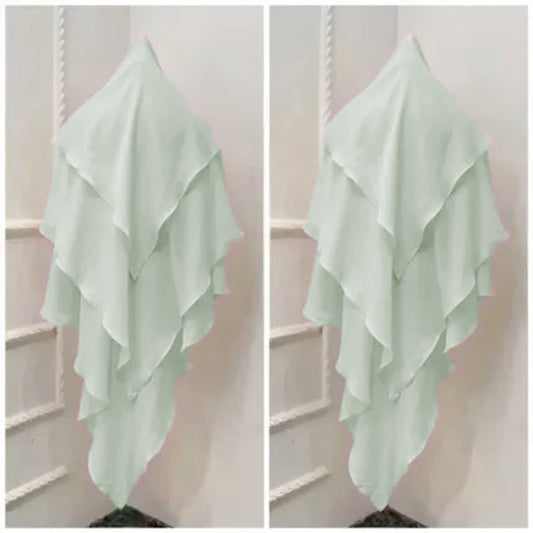 Premium Georgette Khimar Hijab - Mint Green