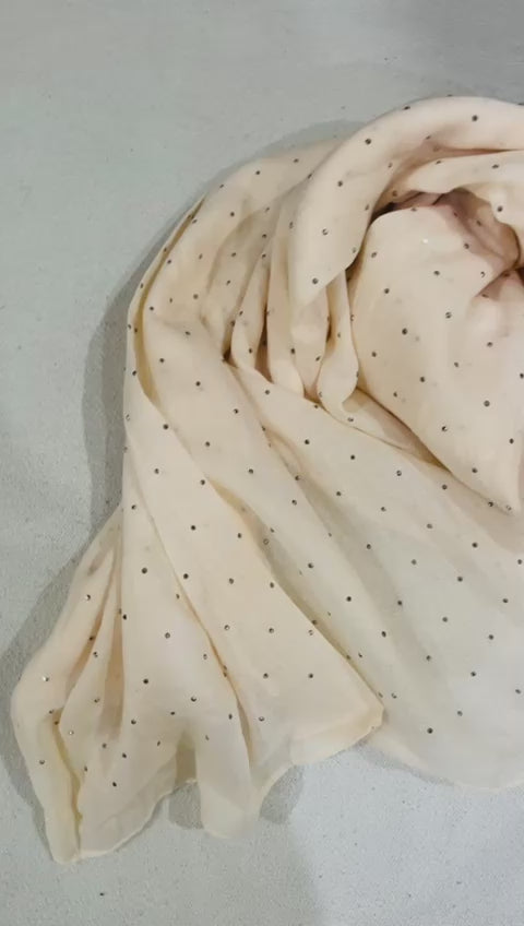 Dapl Dot Stone-Embellished Lawn Hijab-Cream